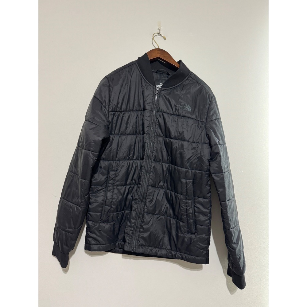 The North Face Mens Pardee Bomber Jacket Black Quilted Insulated Full Zip M